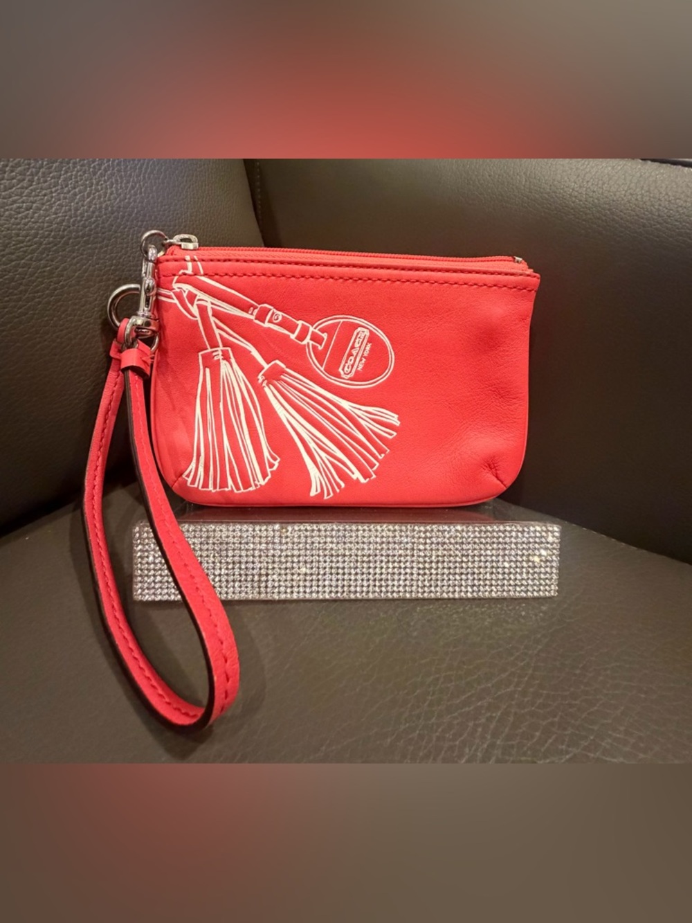 Coach Legacy Motif Leather Small Wristlet